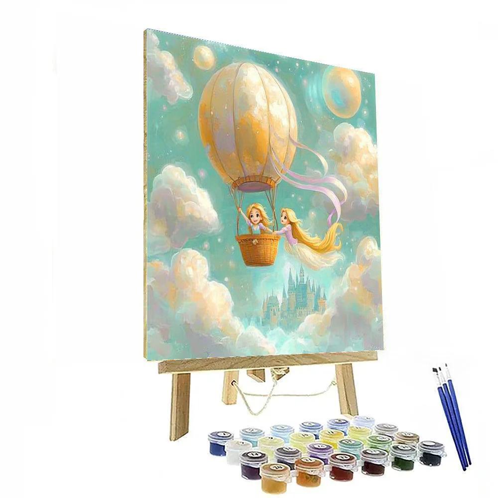 Rapunzel And Pascal Cloud Castle Skyride Disney Inspired Painting by numbers kit