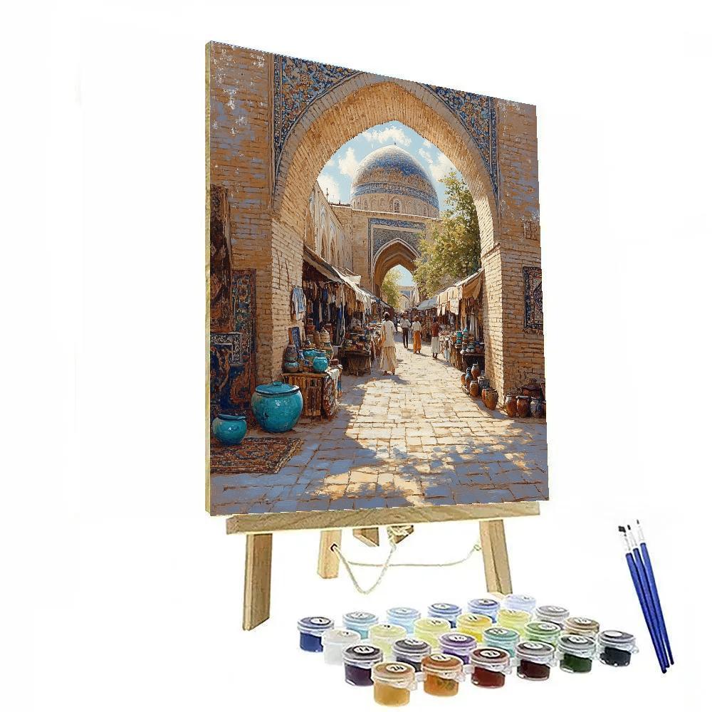 Bukhara Silk Road Courtyard Trading Domes Uzbekistan Numbered painting kits