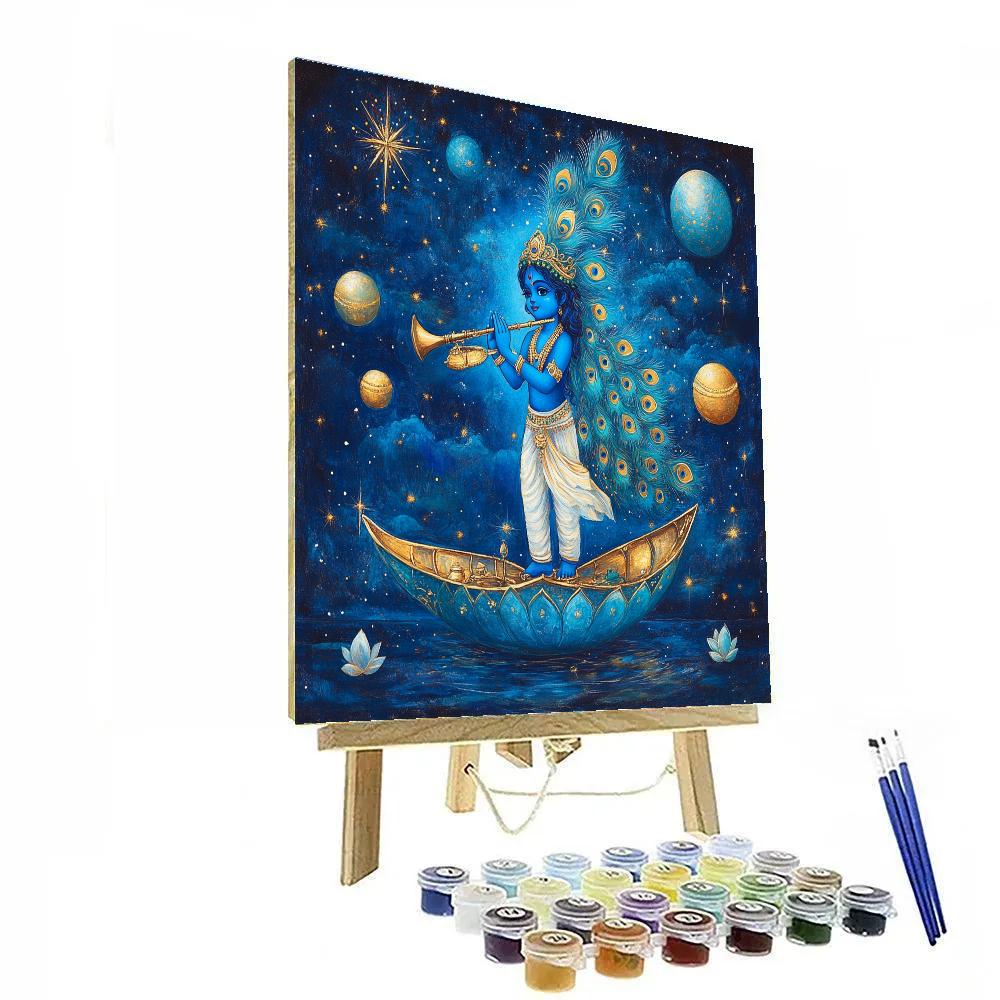 Krishna Navigates The Constellation Lotus Number painting