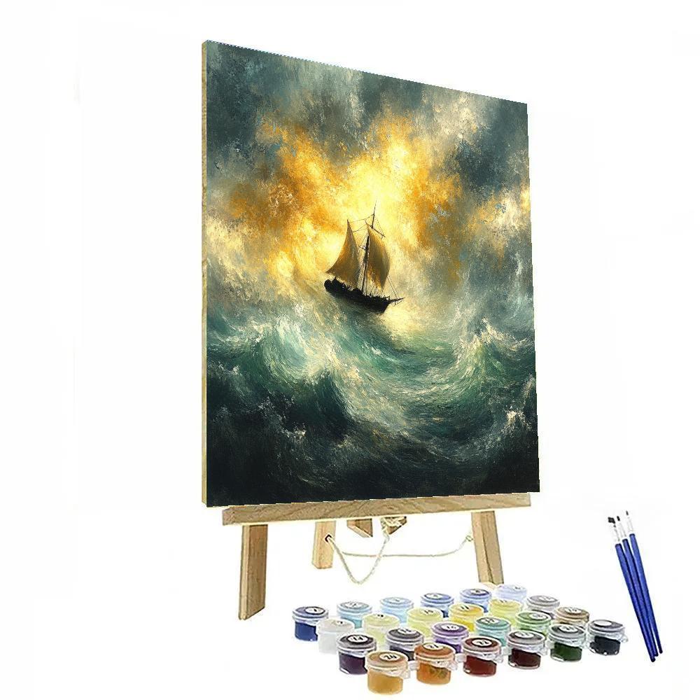 JMW Turner Inspired Ship In Golden Stormlight Painting by numbers kit
