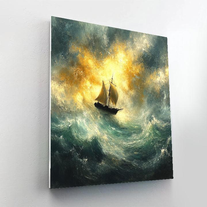 JMW Turner Inspired Ship In Golden Stormlight Painting by numbers kit