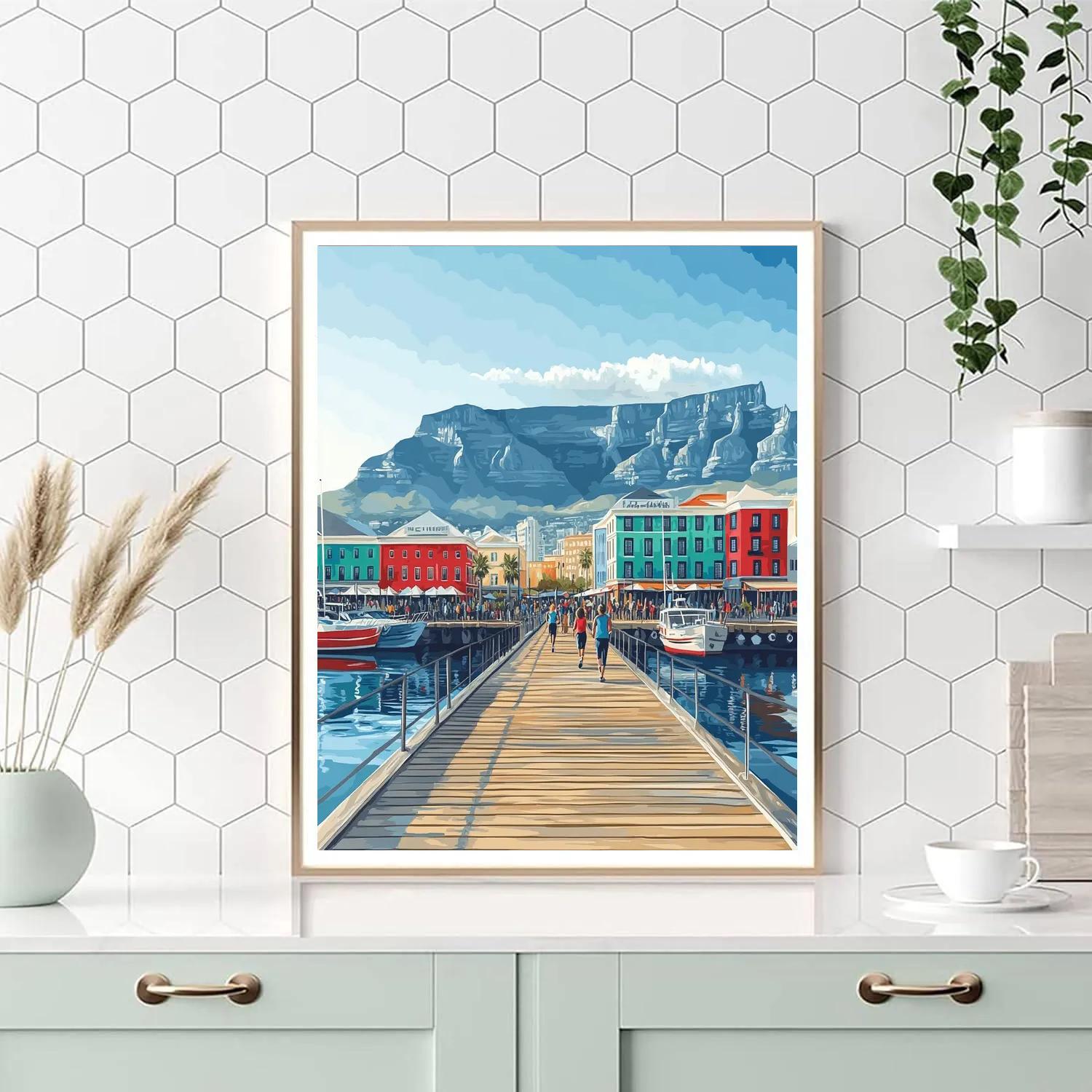 Cape Town Waterfront Boardwalk With Table Mountain South Africa paint by number