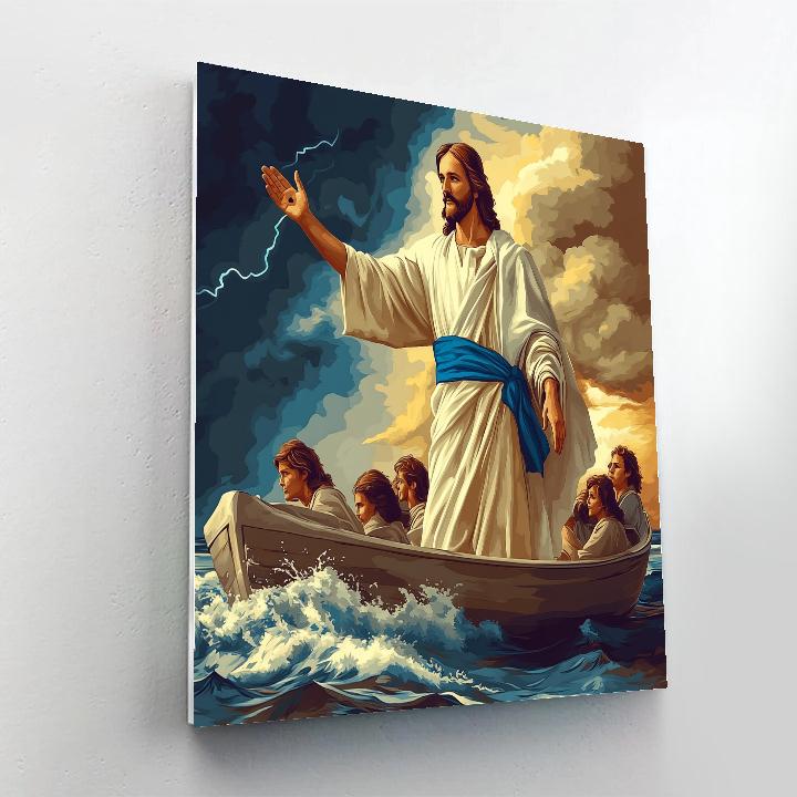 Storm Calmed By Jesus At Sea paint by number