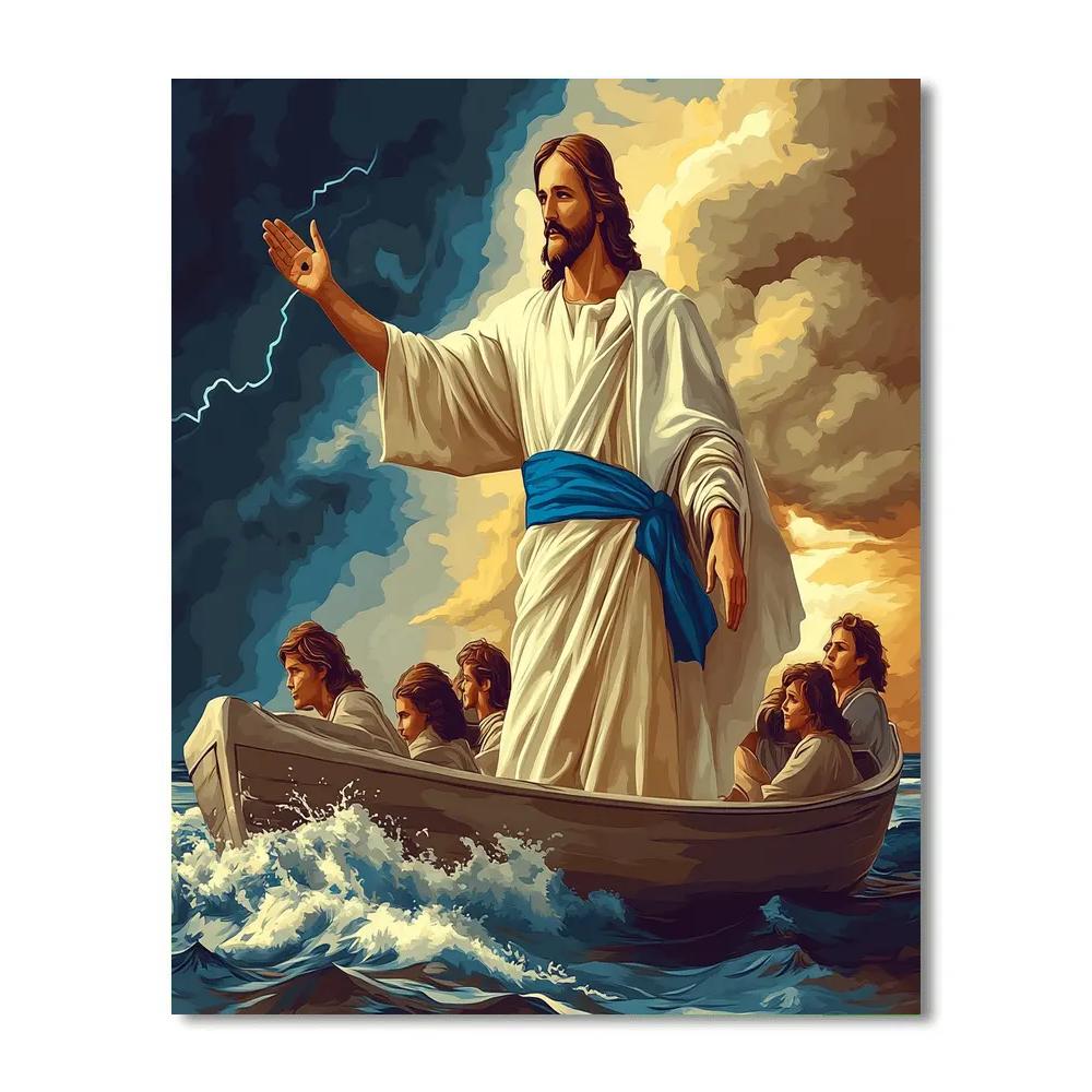 Storm Calmed By Jesus At Sea paint by number