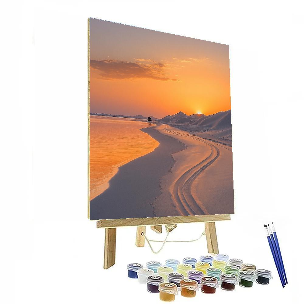 Wadi Rum Style Desert Park At Doha Inland Sea Qatar Numbered painting kits