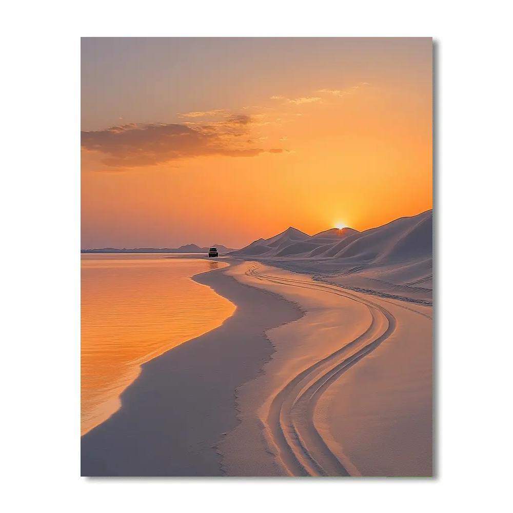 Wadi Rum Style Desert Park At Doha Inland Sea Qatar Numbered painting kits