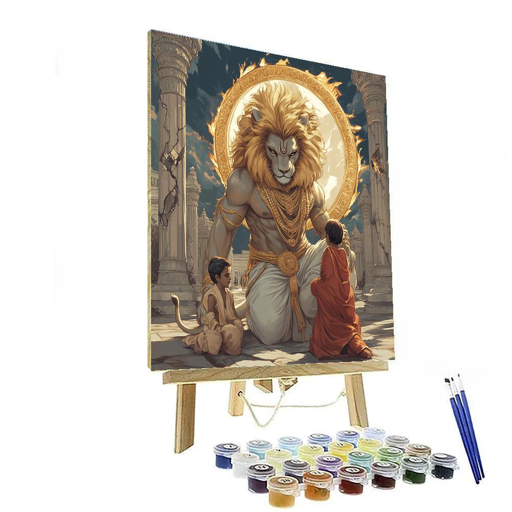 Narasimha Protecting A Devotee With A Shield Of Light paint by numbers