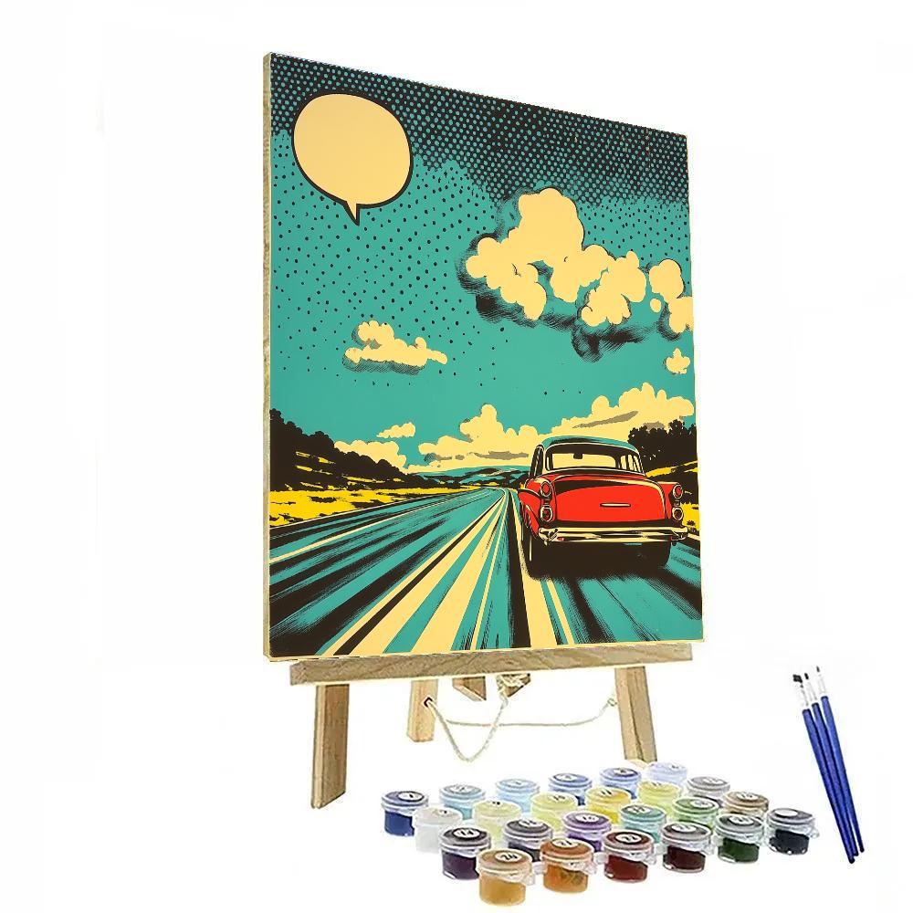 Roy Lichtenstein Inspired Vintage Car Road Trip Numbered painting kits