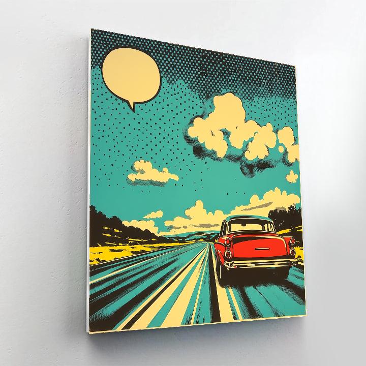 Roy Lichtenstein Inspired Vintage Car Road Trip Numbered painting kits