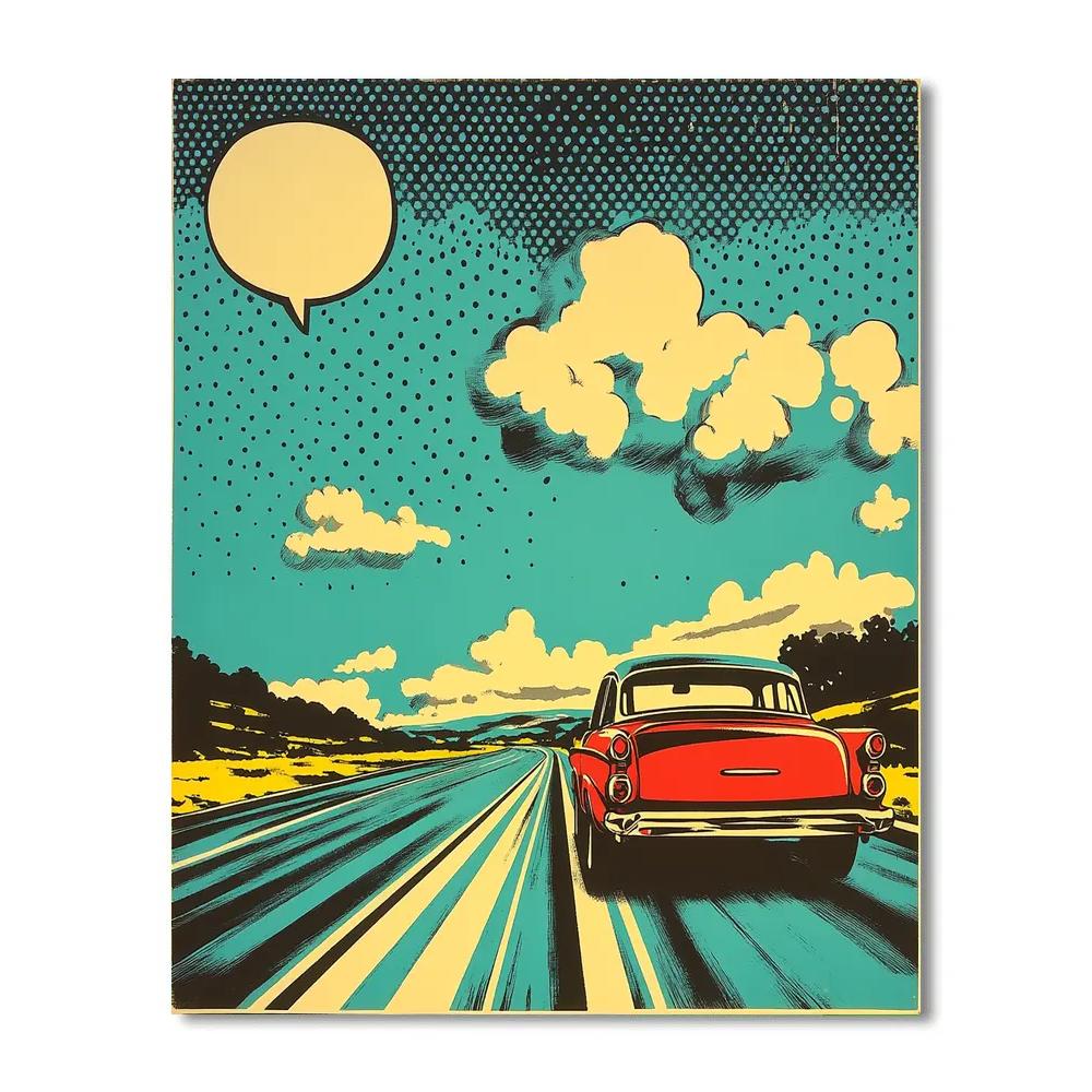 Roy Lichtenstein Inspired Vintage Car Road Trip Numbered painting kits