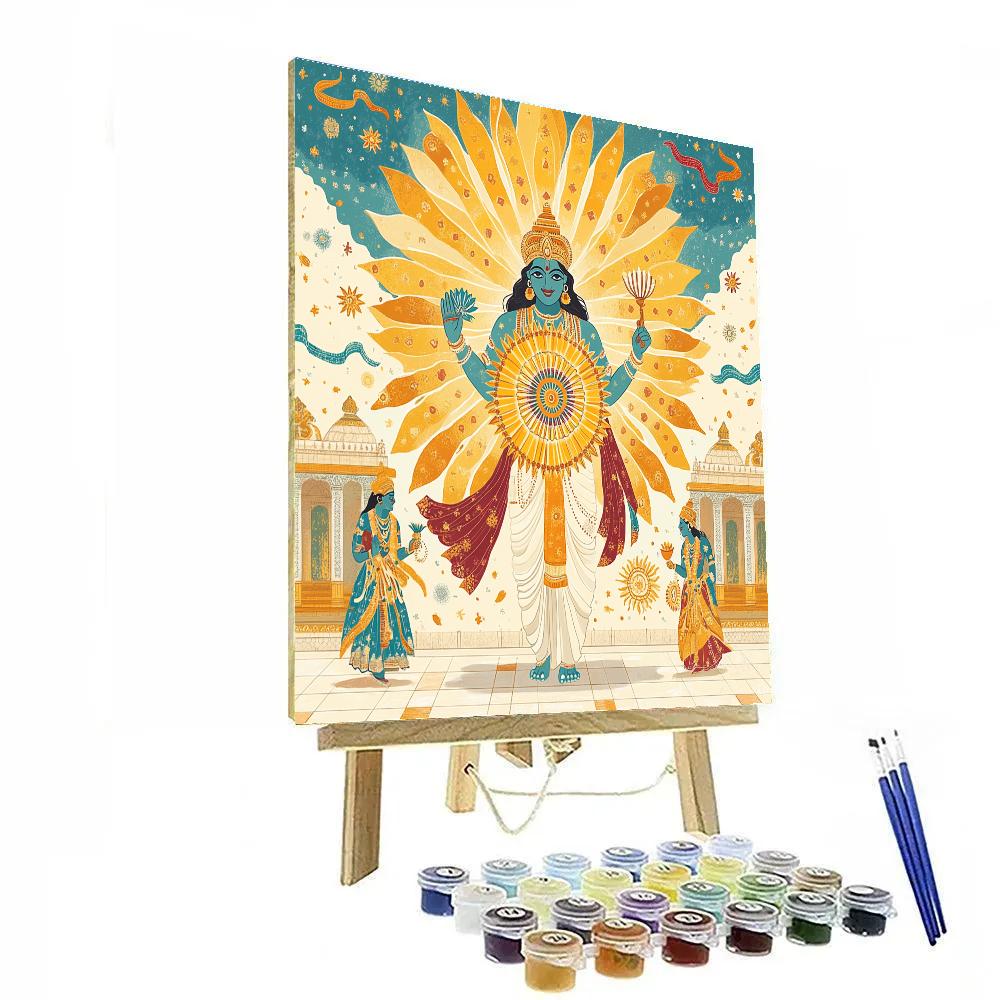 Vishnu Offering The Sudarshana As A Solar Mandala Paint by numbers art