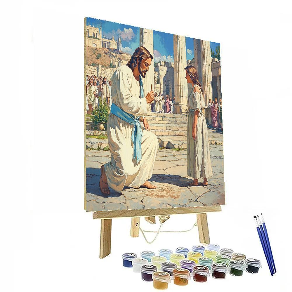 Jesus Mercy In The Courtyard paint by numbers