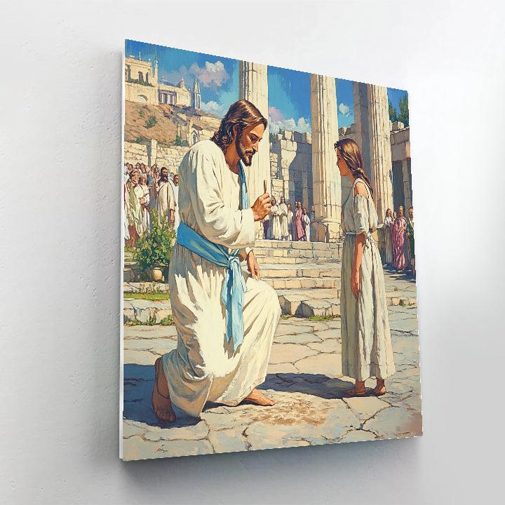 Jesus Mercy In The Courtyard paint by numbers