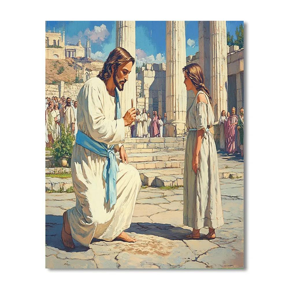 Jesus Mercy In The Courtyard paint by numbers
