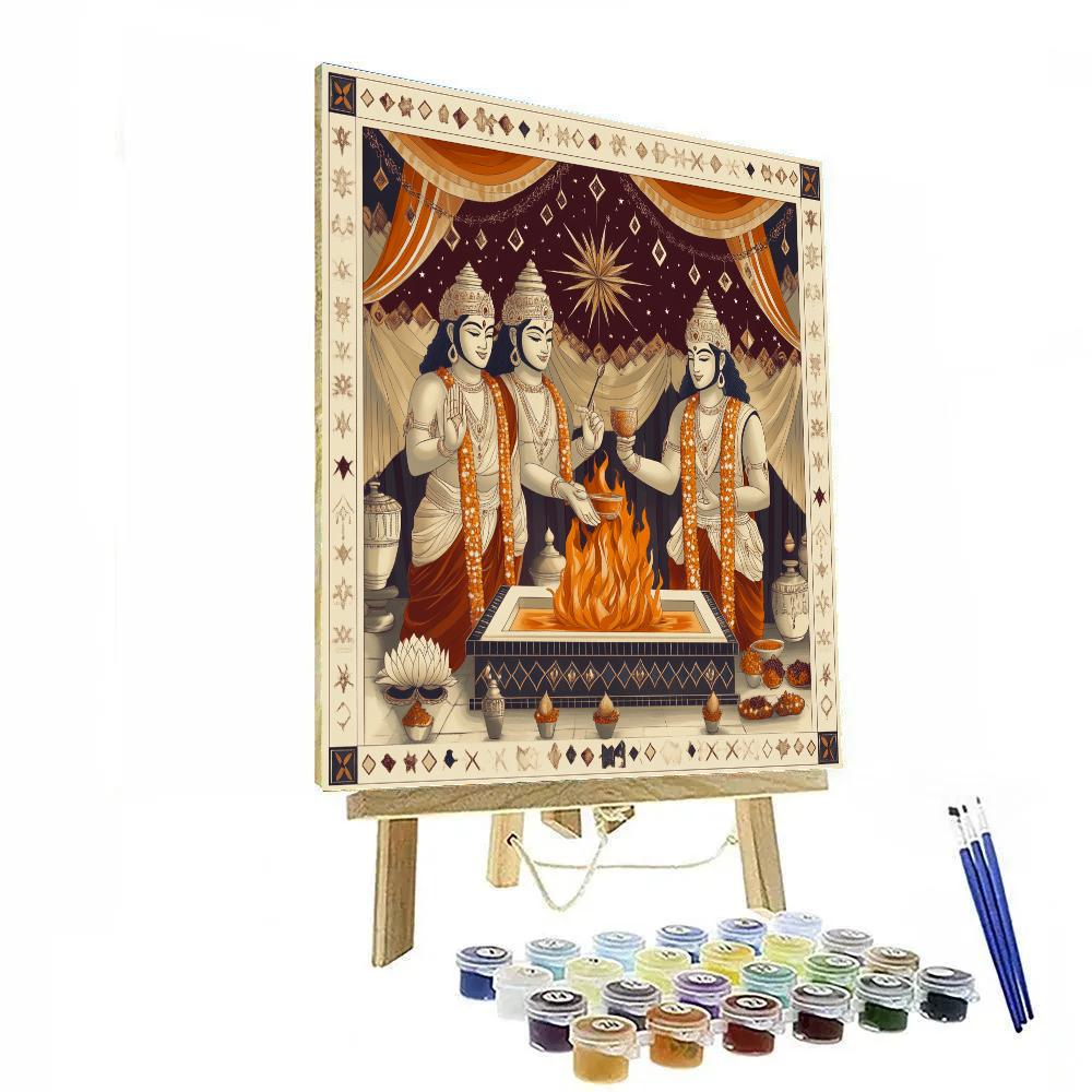 Brahma Fire Ritual Under Star Canopy paint by number