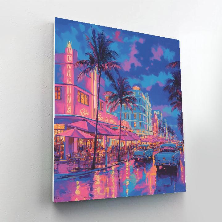 Art Deco Ocean Drive Evening Miami Beach United States Paint by numbers kits