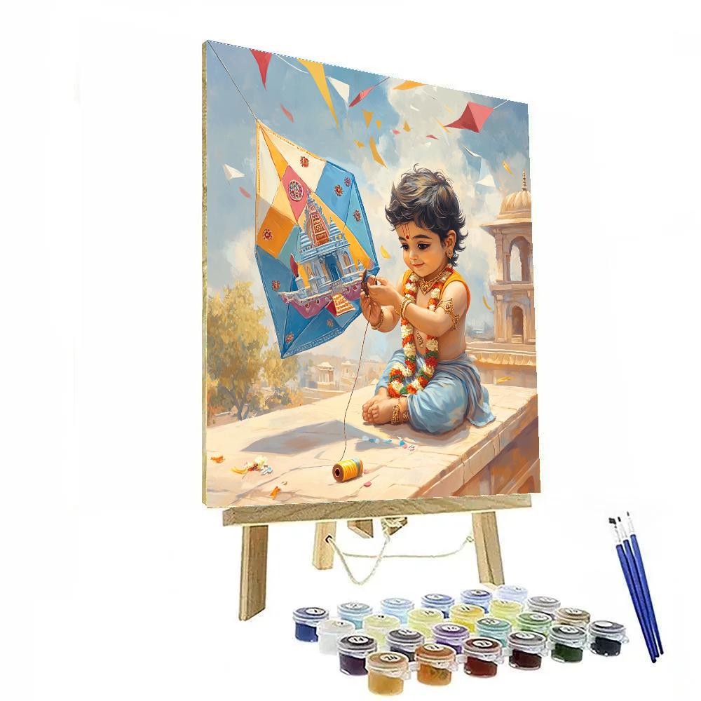 Krishna Builds A Kite Temple Paint by numbers kits