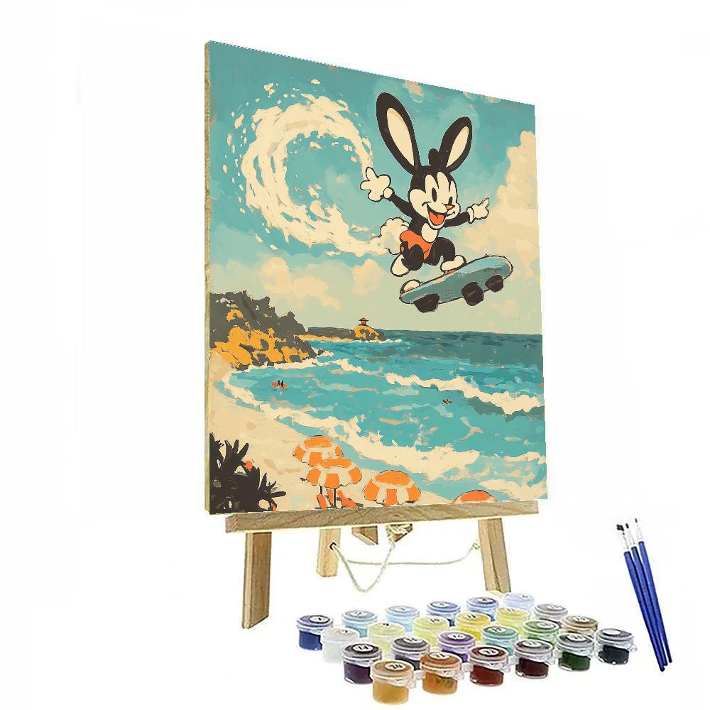 Oswald The Lucky Rabbit Rocketboard Beach Day Disney Inspired Number painting
