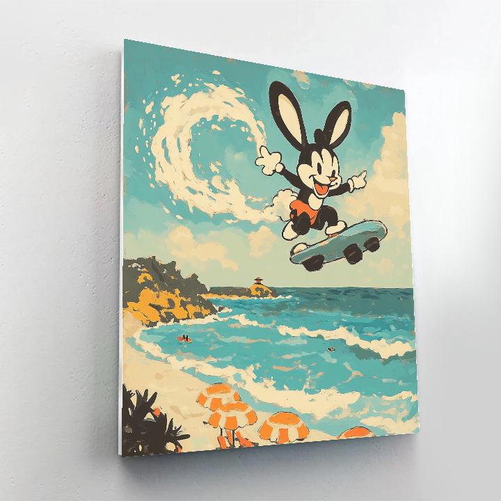 Oswald The Lucky Rabbit Rocketboard Beach Day Disney Inspired Number painting