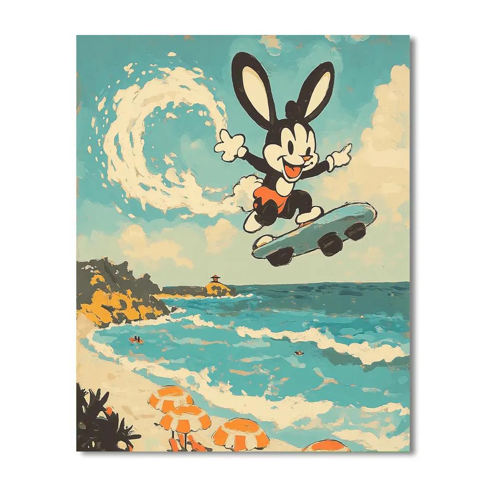 Oswald The Lucky Rabbit Rocketboard Beach Day Disney Inspired Number painting