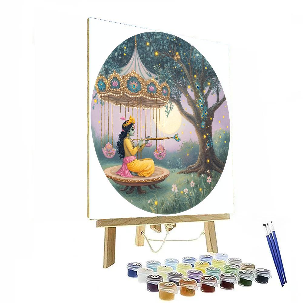 Krishna And The Moonlit Kadamba Carousel paint by color