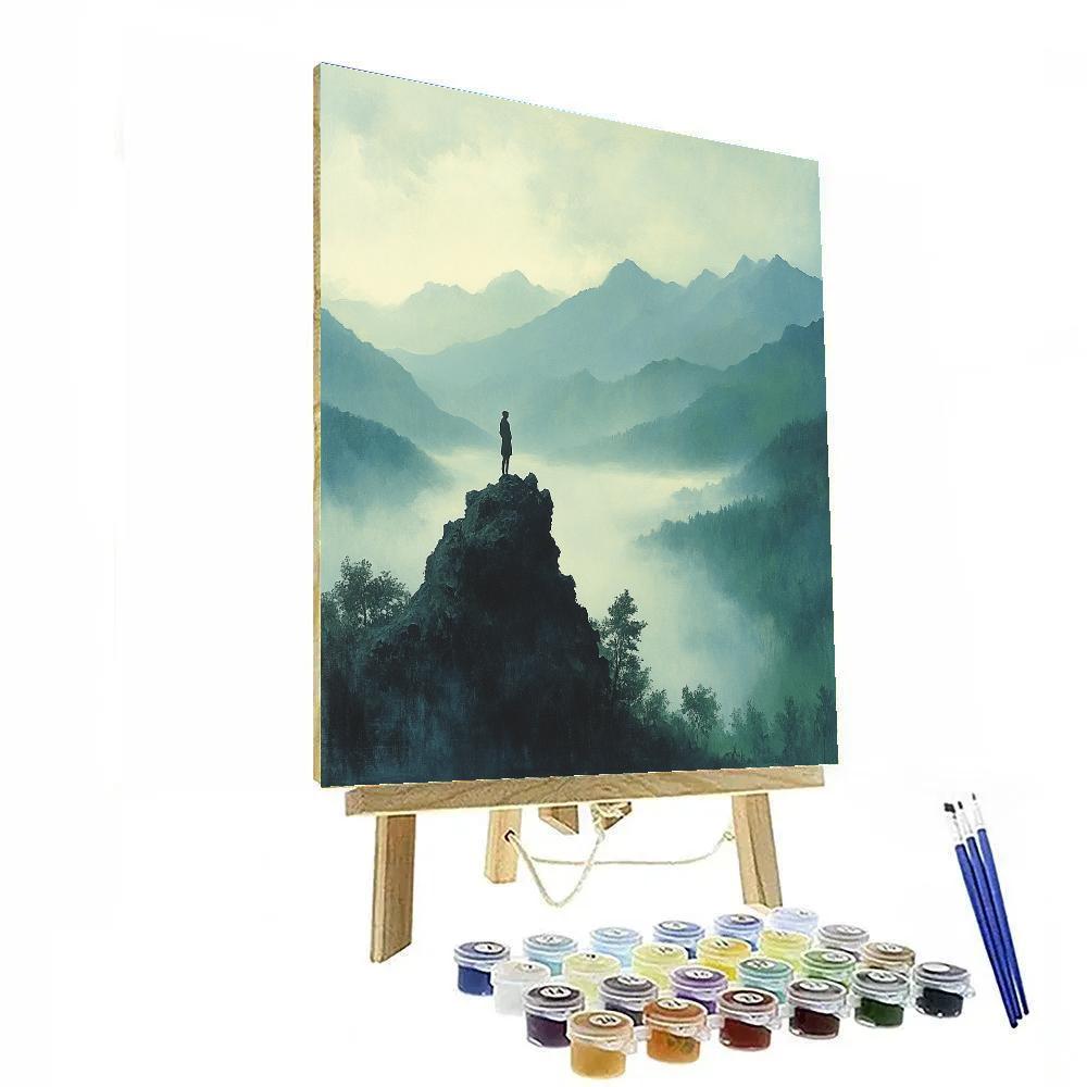 Caspar David Friedrich Inspired Lone Hiker Above Foggy Mountains Paint by numbers art