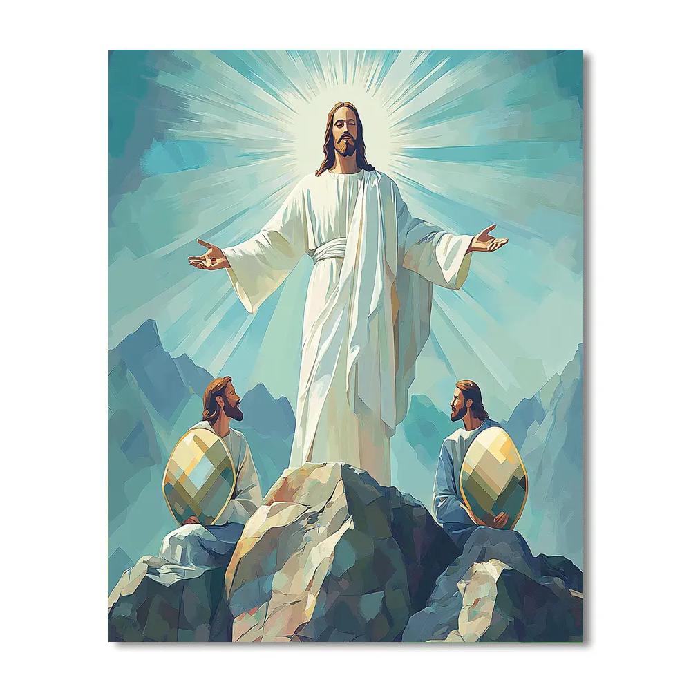 Jesus Mountain Transfiguration Glow DIY paint by numbers