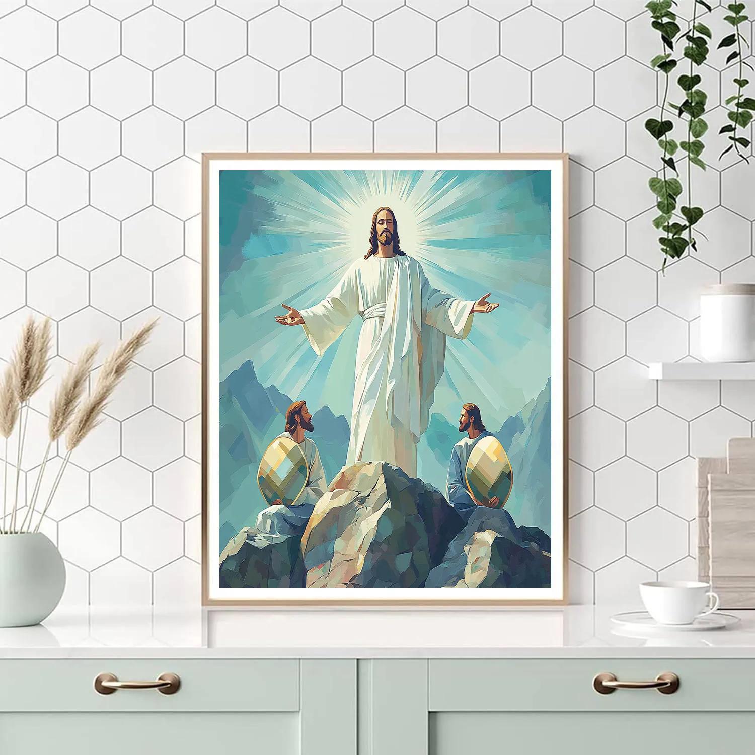 Jesus Mountain Transfiguration Glow DIY paint by numbers