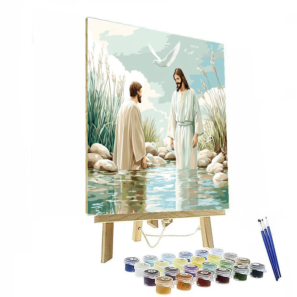 River Baptism With Jesus Nearby paint by number
