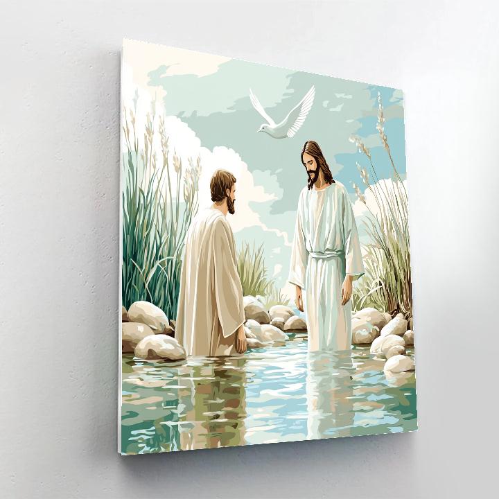 River Baptism With Jesus Nearby paint by number