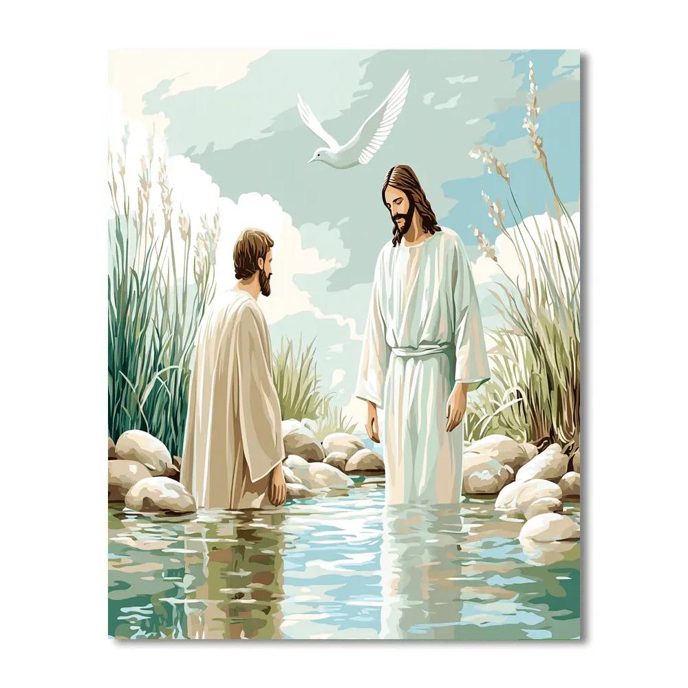 River Baptism With Jesus Nearby paint by number