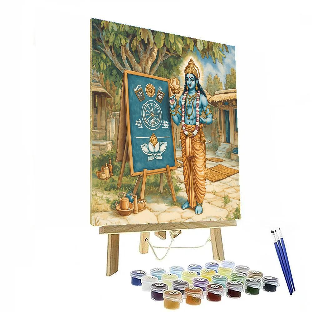Vishnu Teaching Dharma With A Lotus Chalkboard paint by number