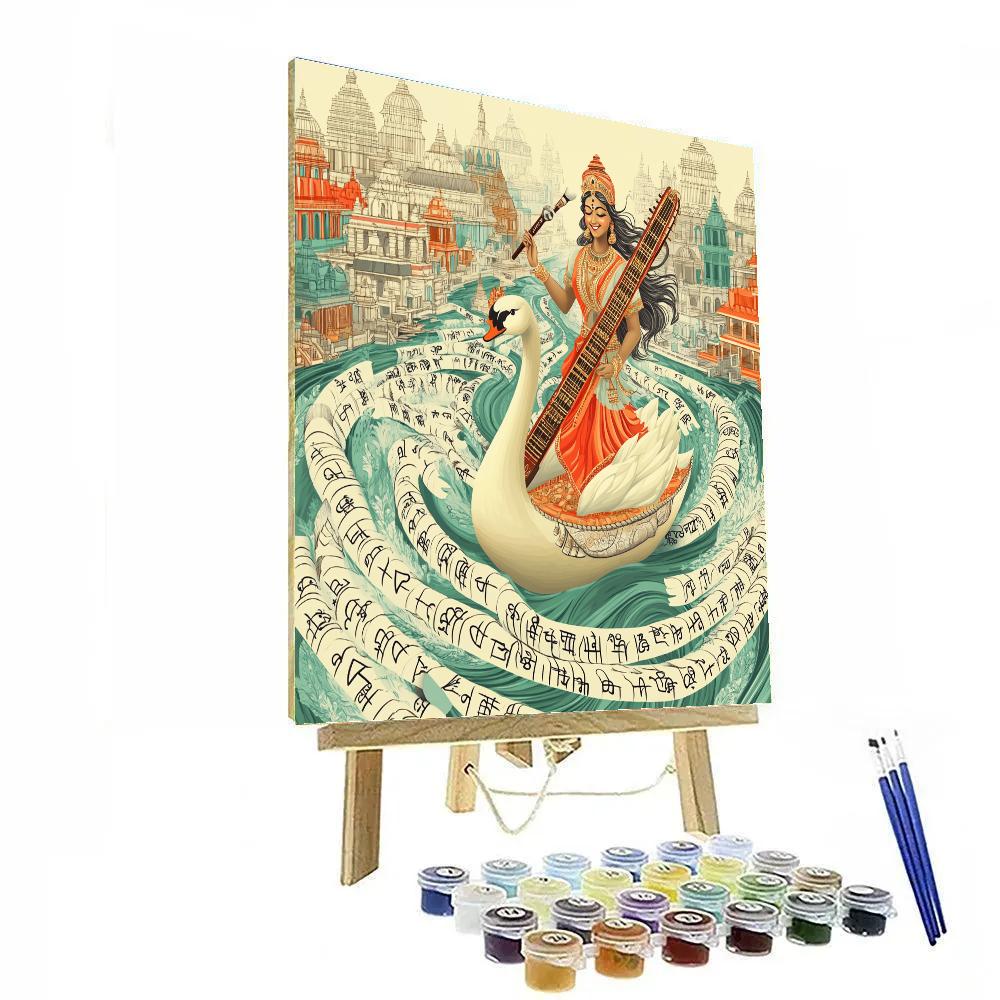 Saraswati Conducting The River Of Letters Paint by numbers art