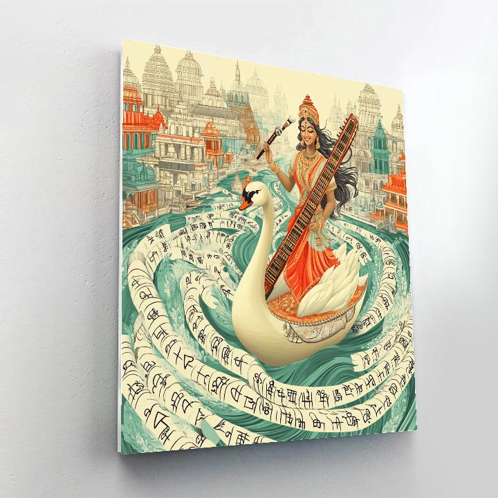 Saraswati Conducting The River Of Letters Paint by numbers art