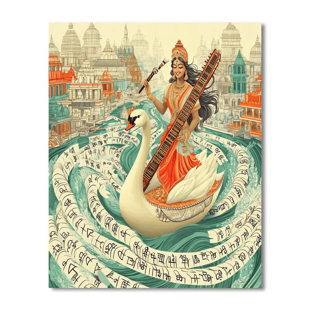 Saraswati Conducting The River Of Letters Paint by numbers art