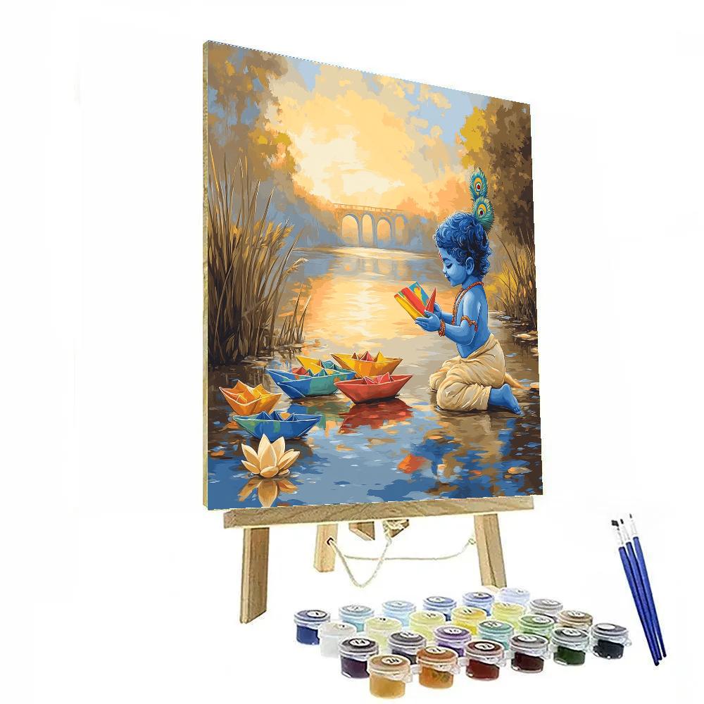 Krishna And The Origami River Boats Paint by numbers art