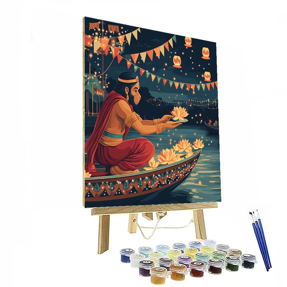Riverboat Festival With Hanuman Lanterns Paint by numbers kits