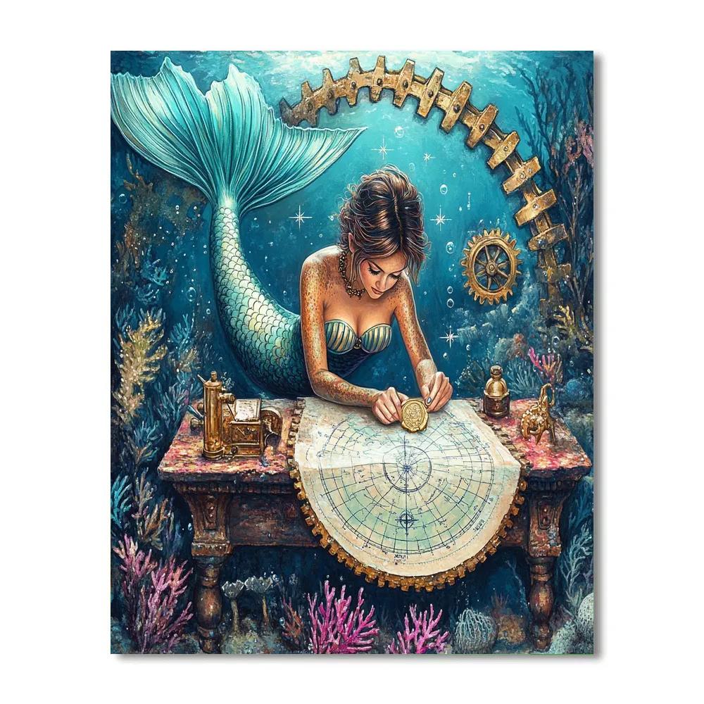 Clockwork Reef Mermaid Atlas Paint by numbers art