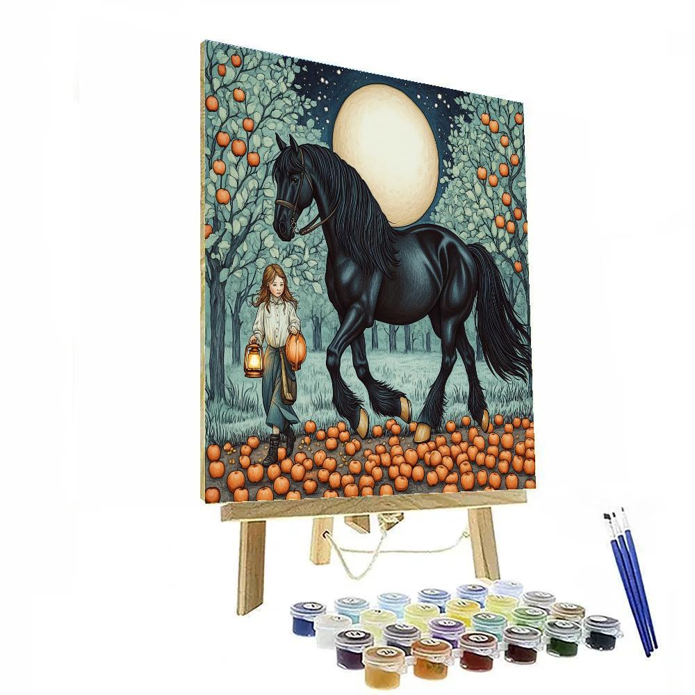 Moonlit Orchard With Horse Lantern Keeper paint by number