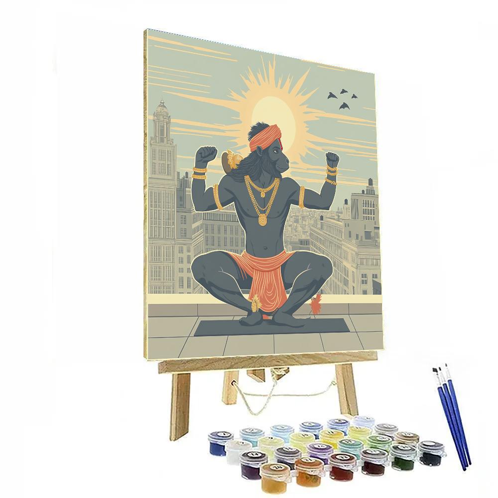 Sunrise Gym Hanuman Strength Pose painting number kit