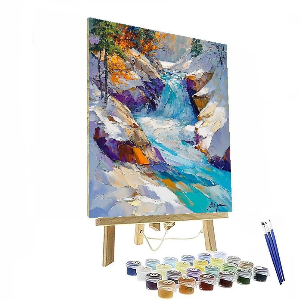 A.Y. Jackson Inspired Spring Breakup Rapids And Ice Blue Shadows paint by number