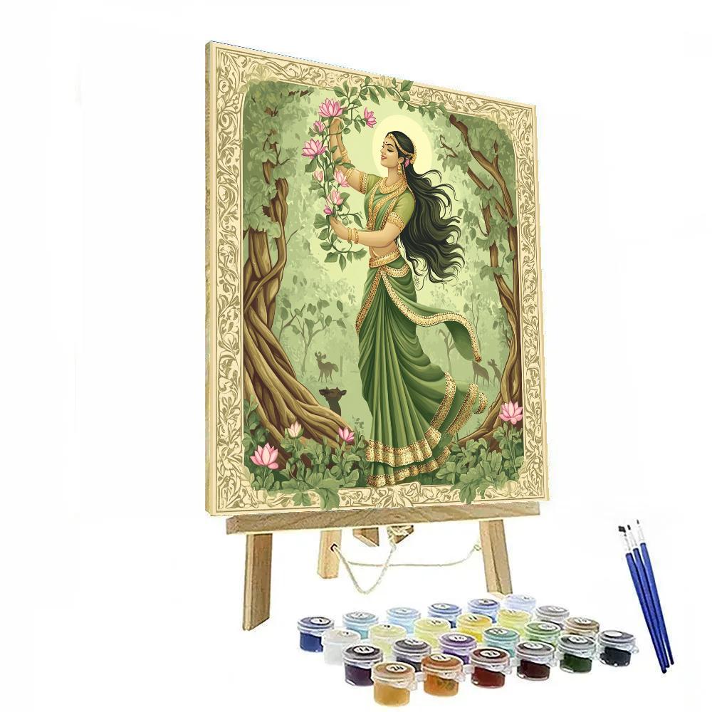 Parvati Forest Guardian With Blooming Vines paint by number