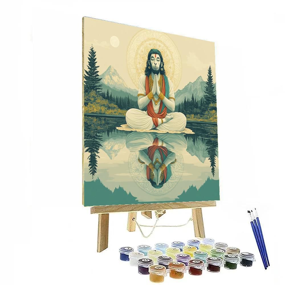 Hanuman Mirror Lake Calm Guardian Number painting