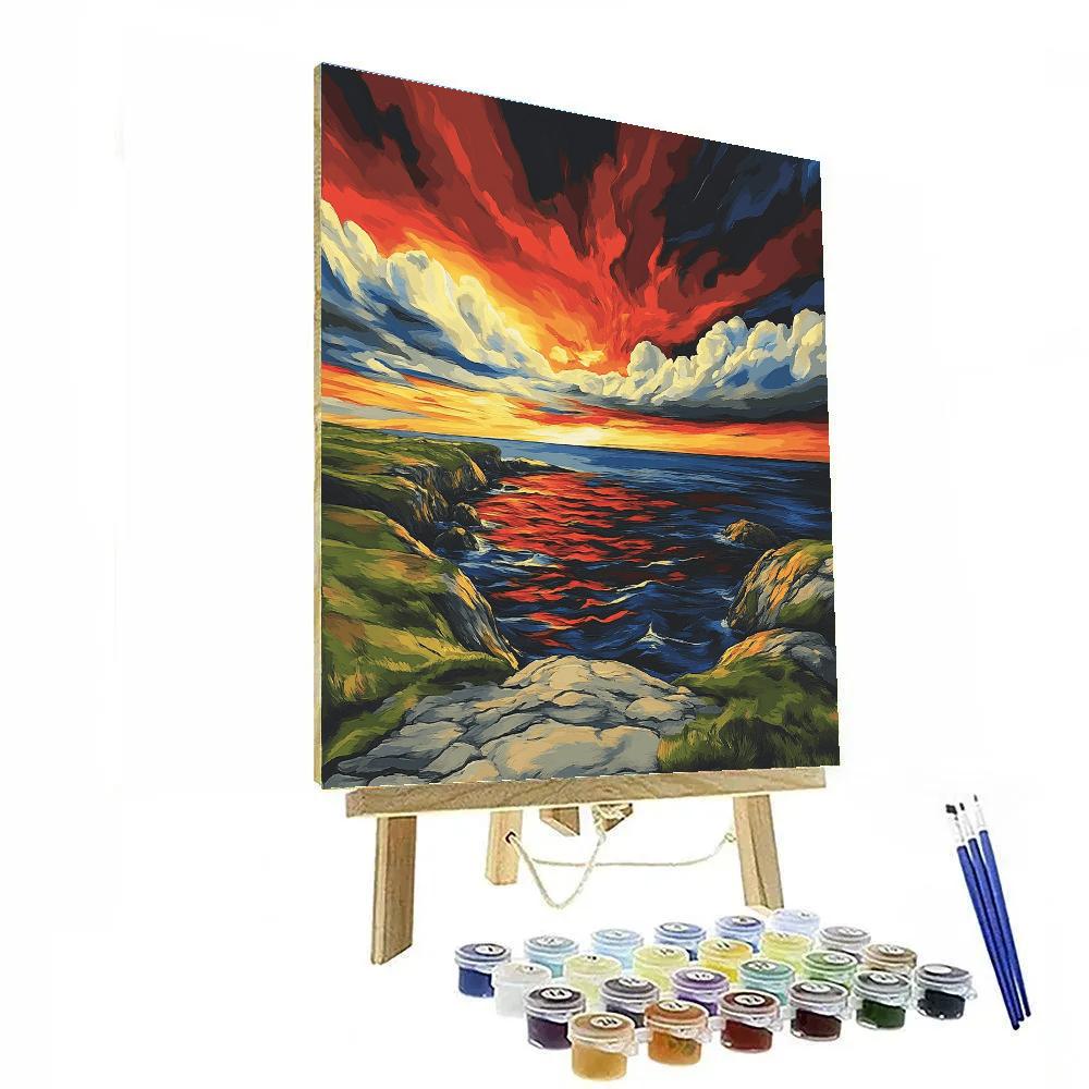 Edvard Munch Inspired Tectonic Twilight Fjord paint by color