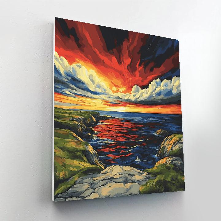 Edvard Munch Inspired Tectonic Twilight Fjord paint by color