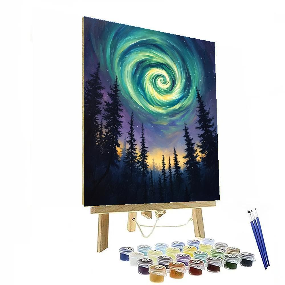 Edvard Munch Inspired Aurora Vortex Over Pine Silence Paint by numbers kits