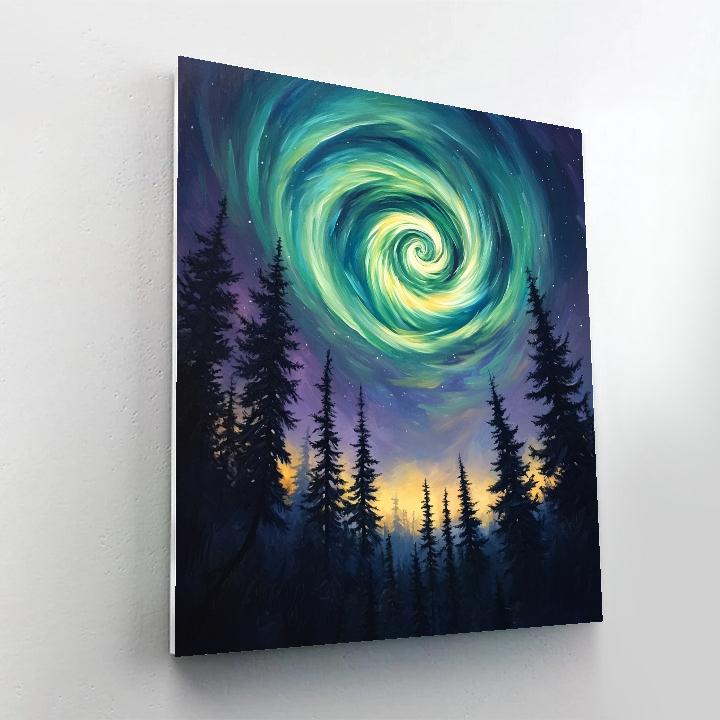 Edvard Munch Inspired Aurora Vortex Over Pine Silence Paint by numbers kits
