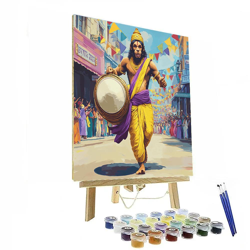 Hanuman City Parade Drumbeat Painting by numbers kit
