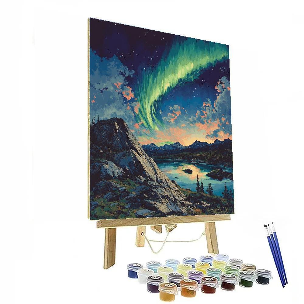 Frederick Varley Inspired Aurora Over Granite Ridge Paint by numbers art