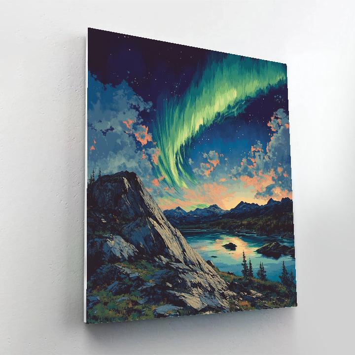 Frederick Varley Inspired Aurora Over Granite Ridge Paint by numbers art
